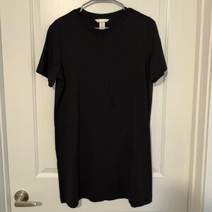 H&M Solid Black T-Shirt Dress